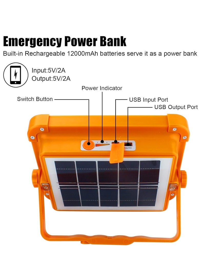 YSH LED Solar Light, Work Light Rechargeable 200W, Portable 12000mAh 10000 LM with Stepless Brightness Job Site Battery Rechargeable Floorlight for Emergency Worklight for Power Cut  - Image 5