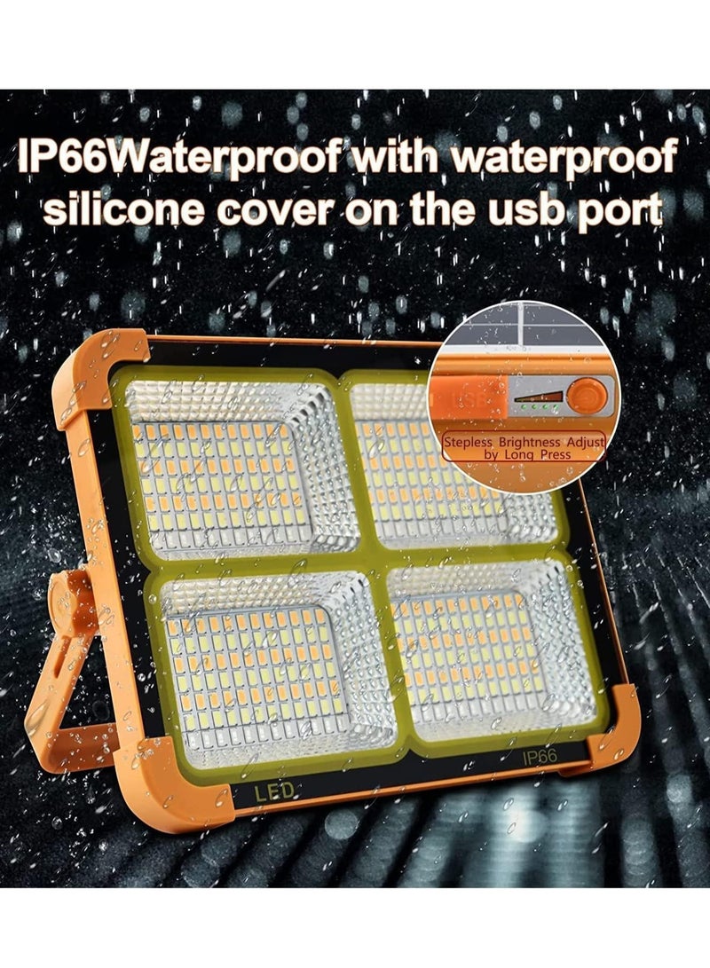 YSH ضوء شمسية LED، ضوء عمل قابل لإعادة الشحن 200 واط، محمول 12000 مللي أمبير 10000 لومن مع سطوع قابل للتعديل لموقع العمل، ضوء أرضي قابل لإعادة الشحن للطوارئ عند انقطاع الكهرباء - Image 5