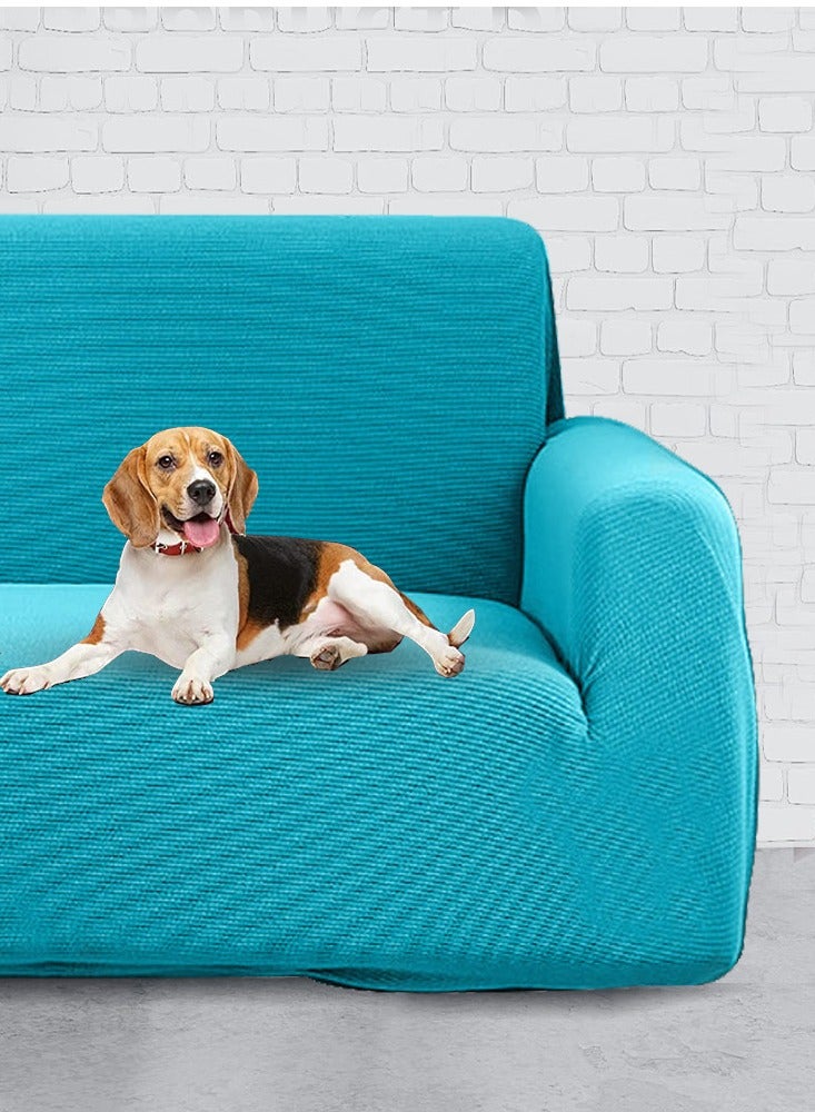 CATANES Thick Couch Covers, Sectional Sofa Stretch Slipcover Living Room Dogs Pets, Washable Durable Furniture Protector BLUE (90cm * 140cm)  - Image 4