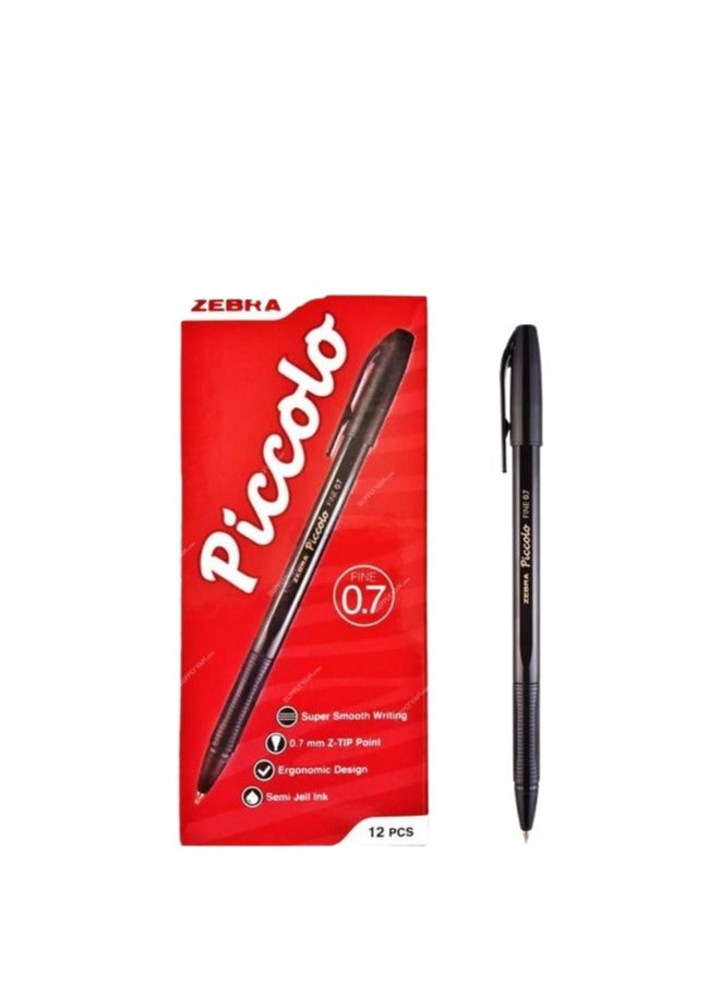 ZEBRA Piccolo Black Ball Pen 0.7mm Fine Tip Black 