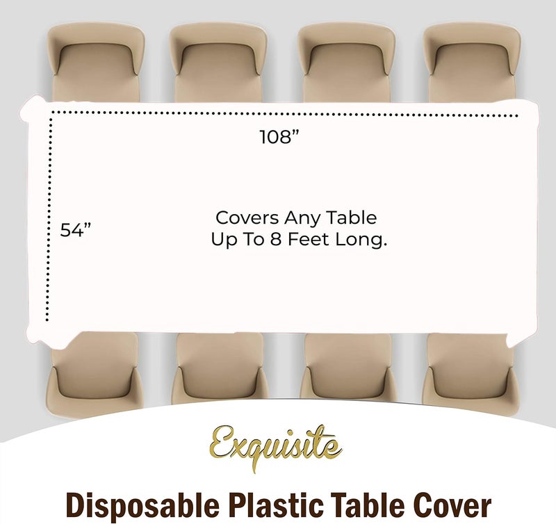 Exquisite 12-Pack Premium Plastic Tablecloth 54 Inch. x 108 Inch. Rectangle Table Cover-White - Image 4
