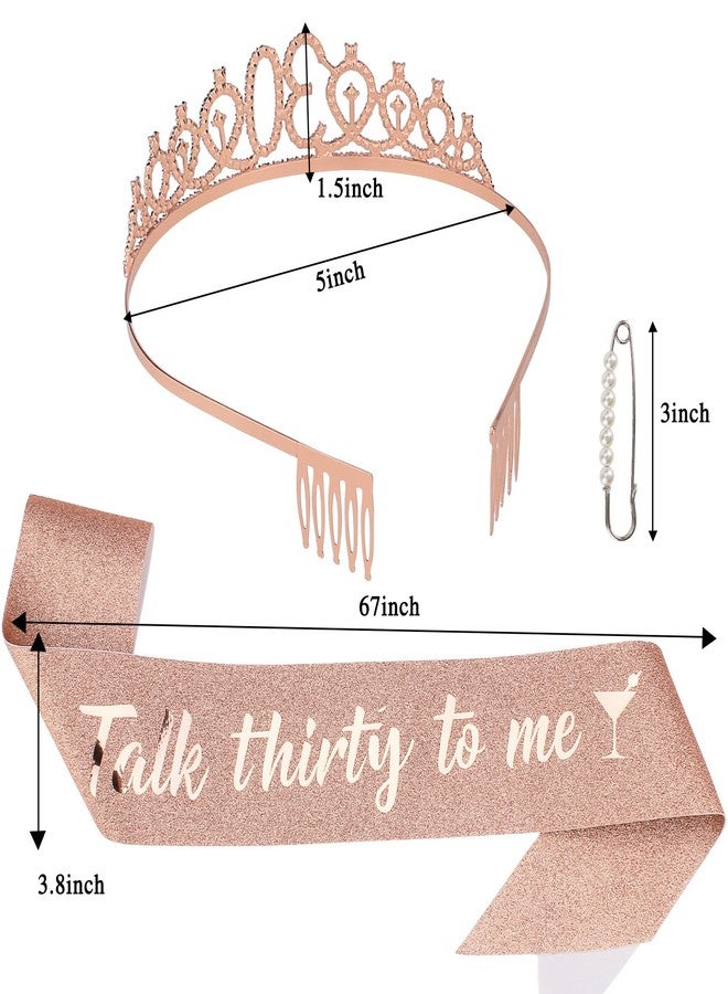 Semato 30th Birthday Sash & Tiara Kit- Happy 30th Birthday Decorations for Her 30th Gifts for Women (rose gold) - Image 2