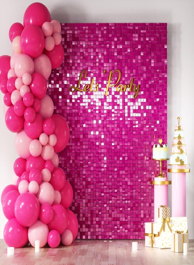 COKAOBE Hot Pink Shimmer Wall Backdrop, 24 Panels Square Sequin Shimmer Backdrop, Photo Backdrops for Birthday, Anniversary, Wedding, Graduation & Bachelorette Party Decoration - Image 1