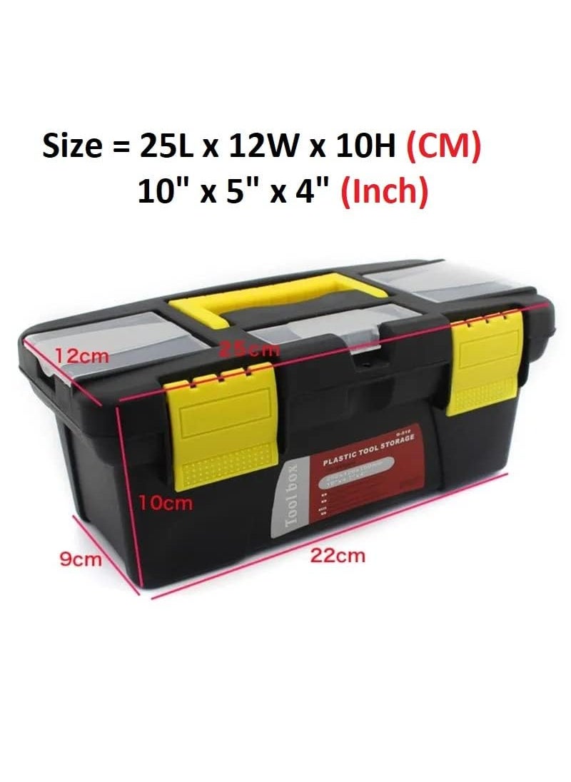 PRAMANTA - PRAMANTA Small Tool Box Tool Organiser with Removable Tool Tray Plastic Hardware Tool Storage Box for Storage of Tools Parts Repair Tool etc 1Pcs Size 25L x 12W x 10H cm - Image 1