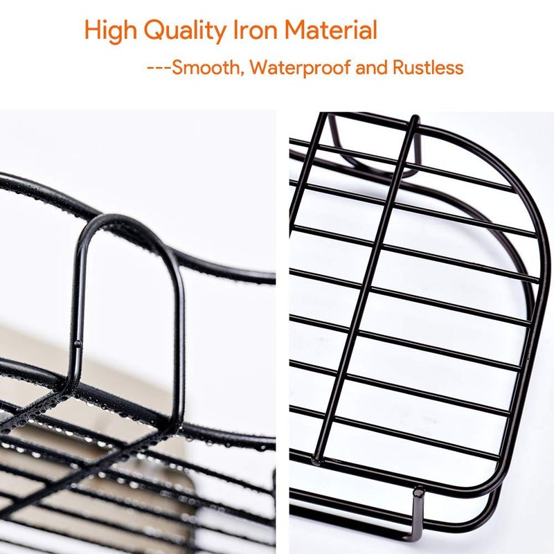 SEMITO Metal Bathroom Corner Shelf Wall Mounted, Non-Drilling Floating Shelf for Bathroom Organizer/Kitchen/Shower Organizer Adhesive Shower Caddy (1 Pack, Black) - Image 5