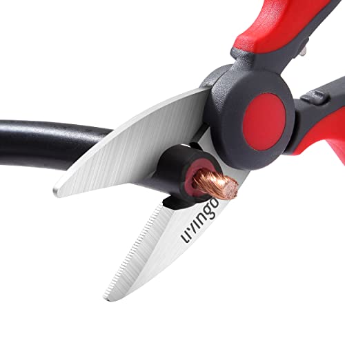 LIVINGO Electrician Scissors: 6 Inch Sharp Heavy Duty Wire Shears - Stainless Steel Serrated Notch Blade with Belt Clip, Stripper Fiber Optic, Crimping Aluminium Copper Soft Cable Line - Image 4