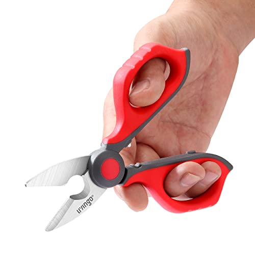 LIVINGO Electrician Scissors: 6 Inch Sharp Heavy Duty Wire Shears - Stainless Steel Serrated Notch Blade with Belt Clip, Stripper Fiber Optic, Crimping Aluminium Copper Soft Cable Line - Image 3