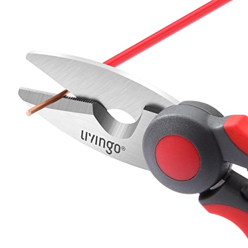 LIVINGO Electrician Scissors: 6 Inch Sharp Heavy Duty Wire Shears - Stainless Steel Serrated Notch Blade with Belt Clip, Stripper Fiber Optic, Crimping Aluminium Copper Soft Cable Line - Image 5