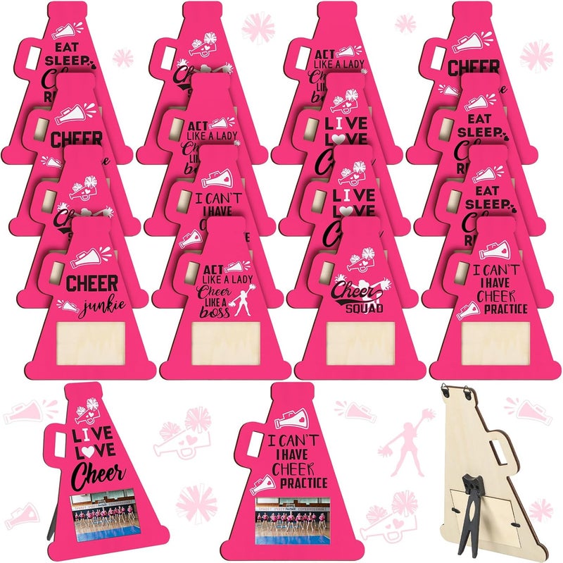 Qunclay Qunclay 18 Pcs Cheer Picture Frame Bulk Cheerleading Gifts Cheerleader Coach Frame Gift Frames Fits 25 x 39 in Photograph Wood Photo Frame for Cheer Coach Team Birthday Thanks You Coach Party Gifts - Image 1