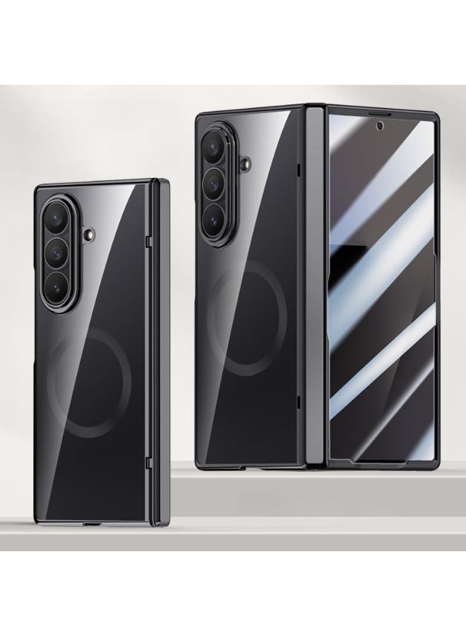 عام غطاء شفاف متوافق مع سامسونج جالكسي زد فولد 7، مزود بفيلم مقوى عالي الوضوح مع شحن لاسلكي، غطاء مغناطيسي كامل بمفصلة مضادة للسقوط. - Image 1