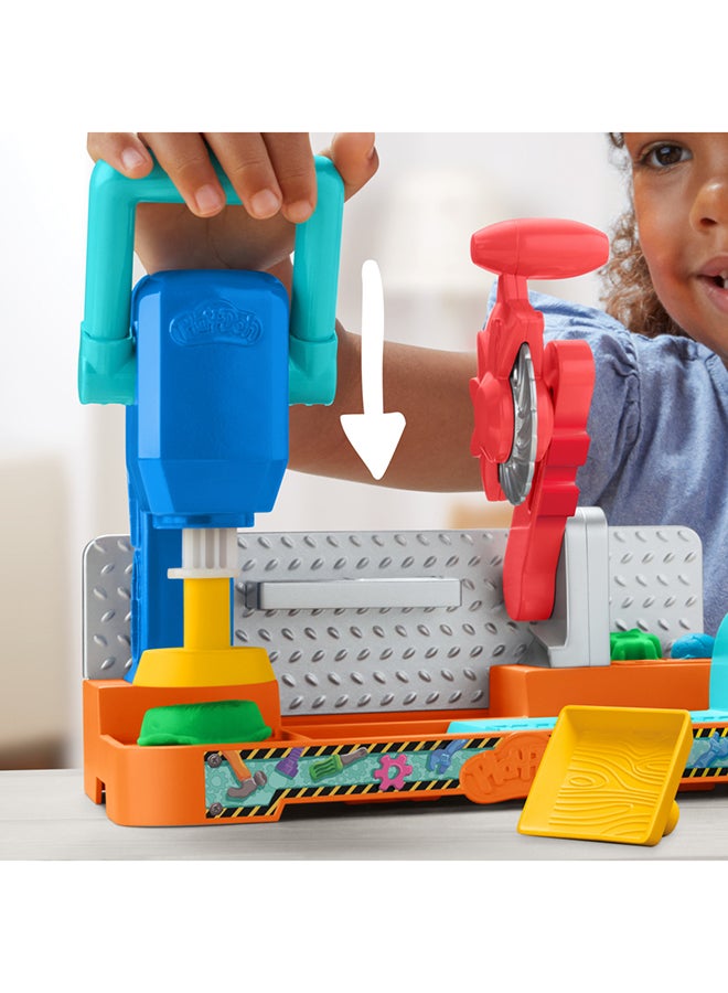 Play-Doh Stamp & Saw Tool Bench Playset, Construction Toys for Boys & Girls 3 Years & Up, Kids Arts & Crafts - Image 2