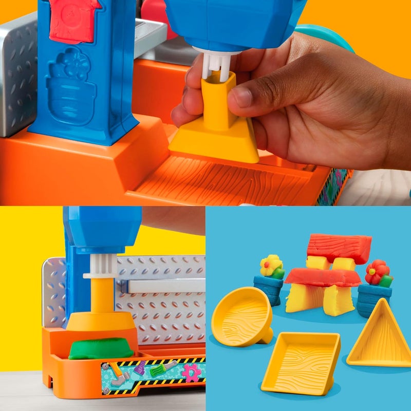 Play-Doh مجموعة أدوات اللعب بلاي دو: طاولة العمل مع الطابع والمنشار، ألعاب البناء للأولاد والبنات من 3 سنوات وما فوق، فنون وحرف للأطفال - Image 4