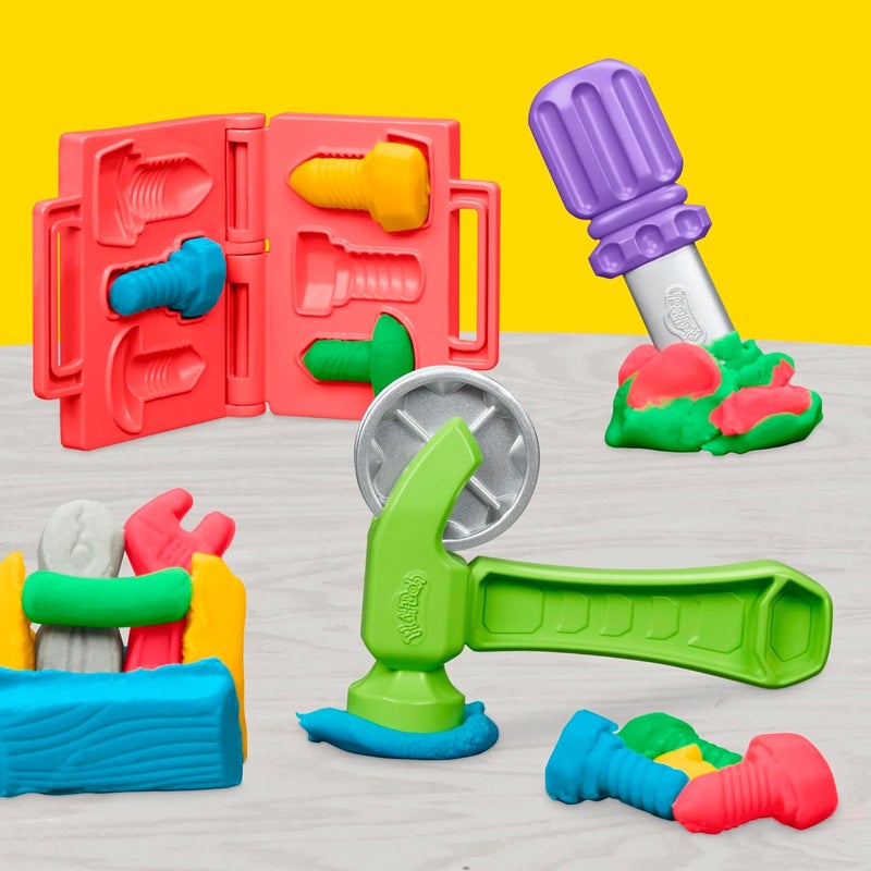 Play-Doh مجموعة أدوات اللعب بلاي دو: طاولة العمل مع الطابع والمنشار، ألعاب البناء للأولاد والبنات من 3 سنوات وما فوق، فنون وحرف للأطفال - Image 5