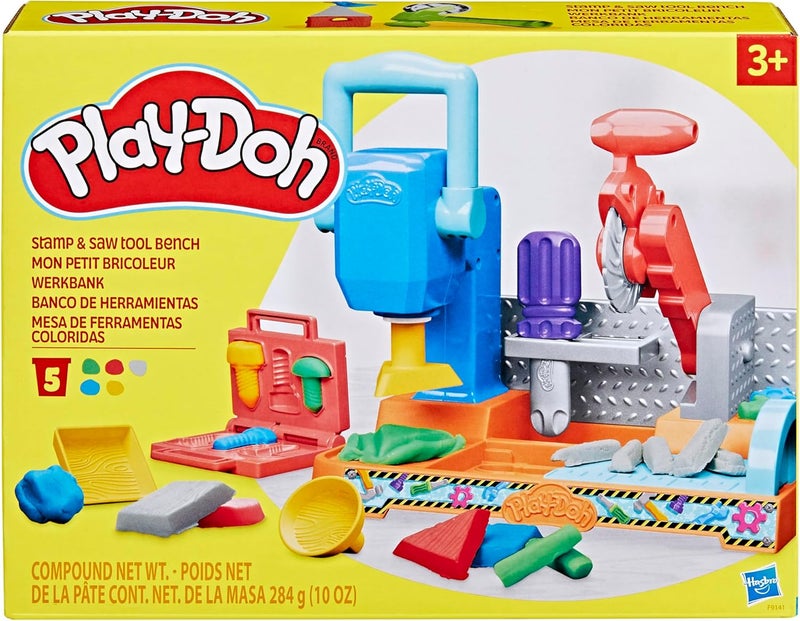 Play-Doh مجموعة أدوات اللعب بلاي دو: طاولة العمل مع الطابع والمنشار، ألعاب البناء للأولاد والبنات من 3 سنوات وما فوق، فنون وحرف للأطفال - Image 2