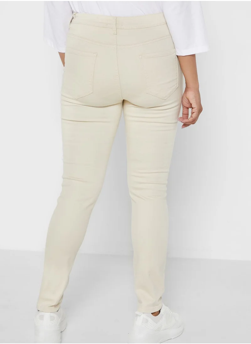 I Saw It First Curve Ecru Plus Size Rip Detail Stretch Skinny Jeans