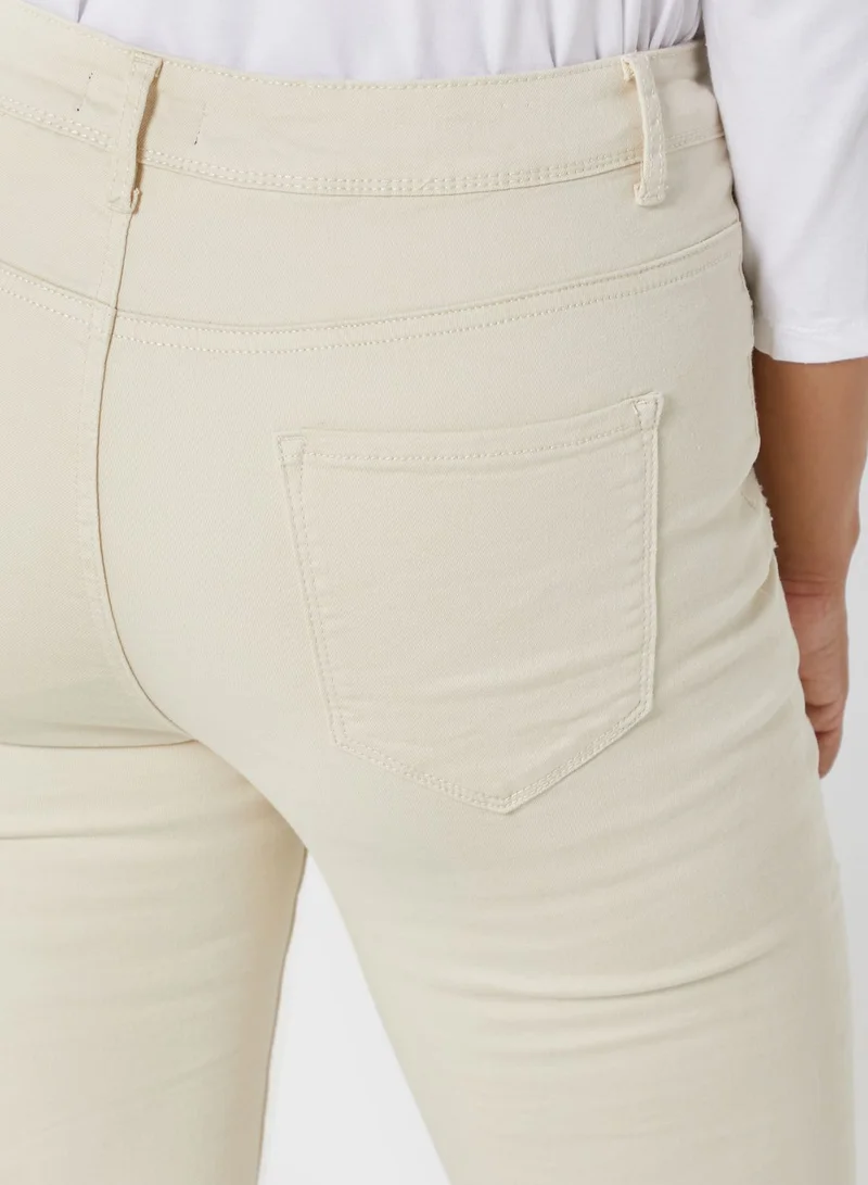 I Saw It First Curve Ecru Plus Size Rip Detail Stretch Skinny Jeans