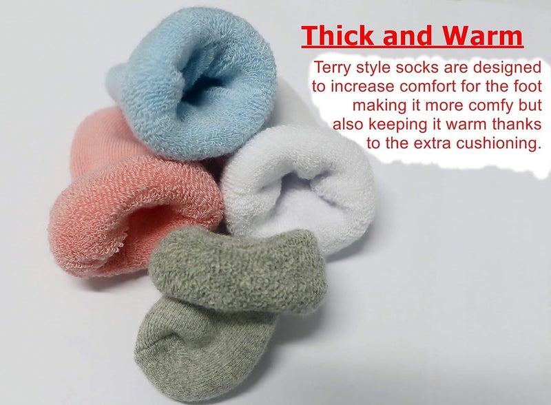 CUTEABLY Baby Socks for Girls and Boys, 6-12 Months, Warm Winter Socks (IN, Age, 0 Months, 6 Months, 6, Multicolour) - Image 5