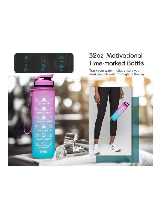 نيبمينينت زجاجة مياه بطبعة علامات لأوقات الشرب مع عبارات تحفيزية أزرق وردي - Image 5