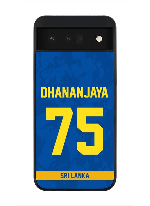 Rugged Black Edge Case for Google Pixel 6 5G, Slim fit Soft Case Flexible thin Cover - Player Name - Dhananjaya de Silva, Jersey Number- 75