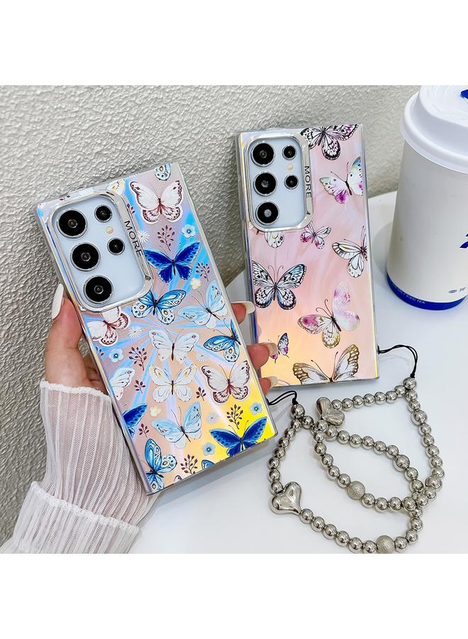 S-TOP Case For Samsung Galaxy A14 5G Electroplating Laser Butterfly Phone Case with Wrist Strap - Image 3