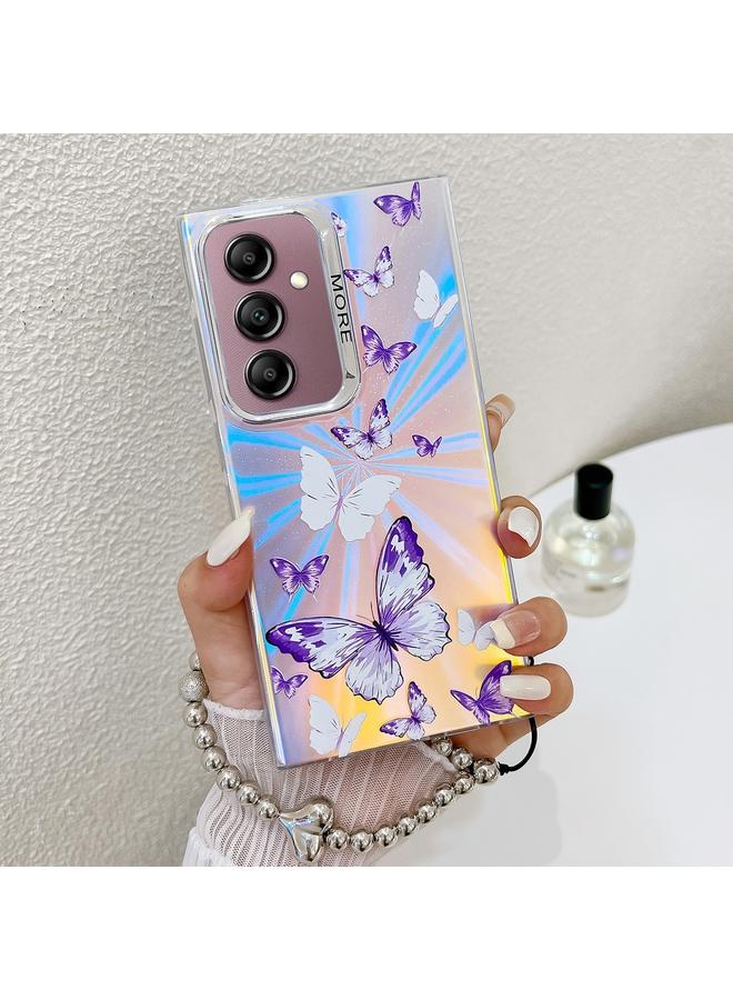 S-TOP Case For Samsung Galaxy A14 5G Electroplating Laser Butterfly Phone Case with Wrist Strap - Image 1