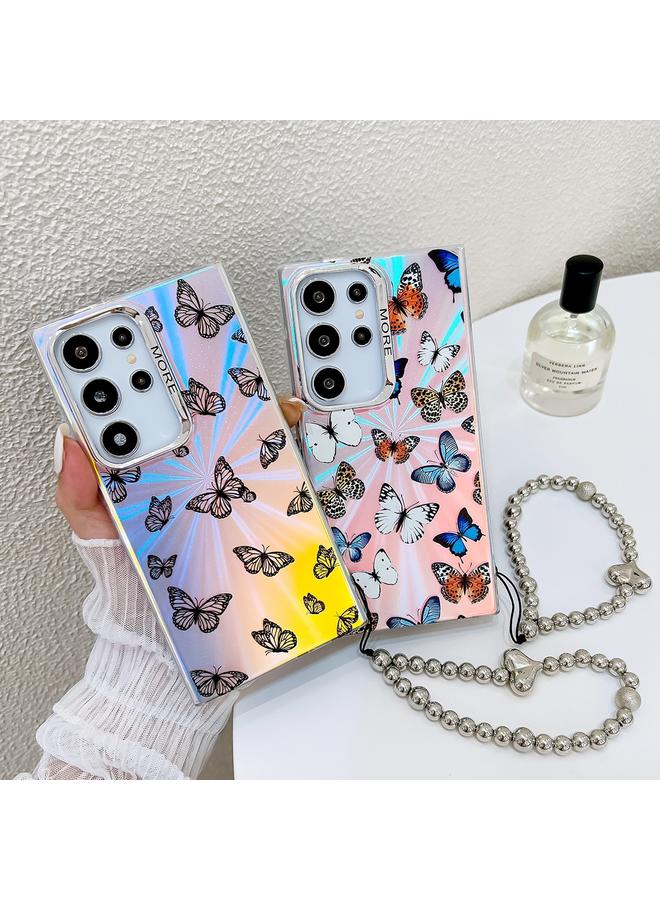 S-TOP Case For Samsung Galaxy A14 5G Electroplating Laser Butterfly Phone Case with Wrist Strap - Image 2