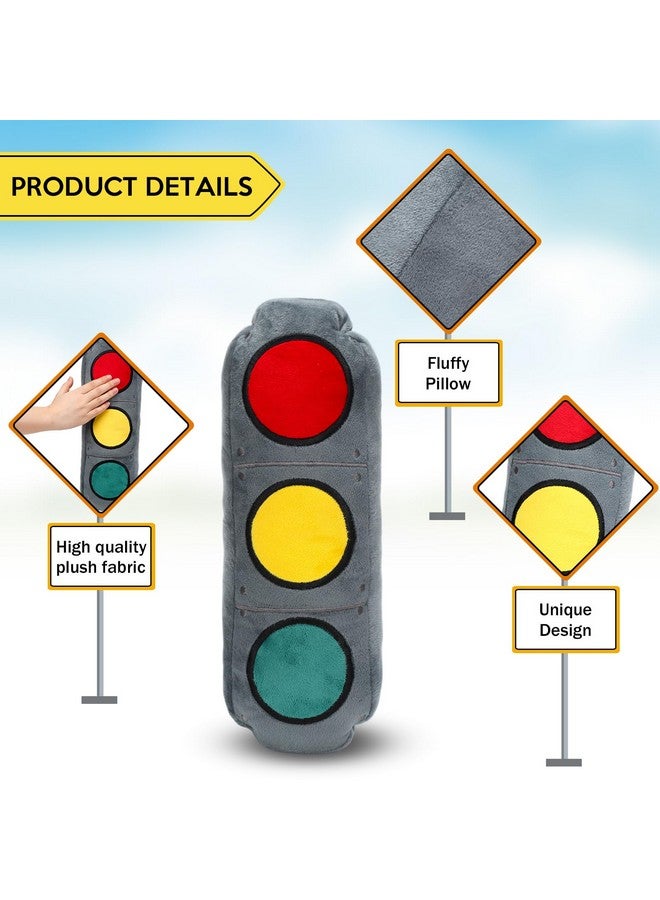 Woanger 2 Pcs Racing Pillow Room Decorations Set 15.7 Inch Big Creative 3D Simulation Wheel Pillow Funny Cone Traffic Light and Stop Sign Soft Race Car Tire Plush for Kid Room(Traffic Light) - Image 4