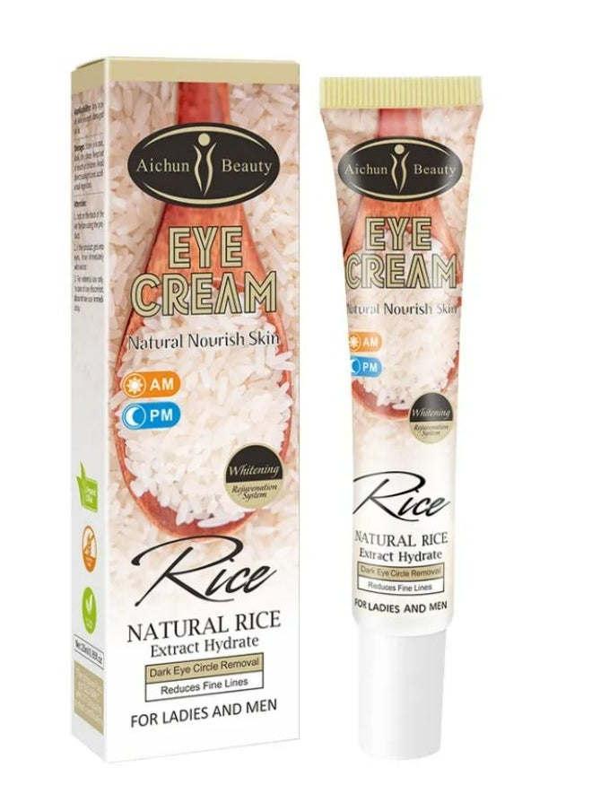Aichun beauty - Natural Rice Eye Bags Removal Cream Anti Wrinkle Firming Eye Cream for dark circles and puffiness 25ml - Image 1