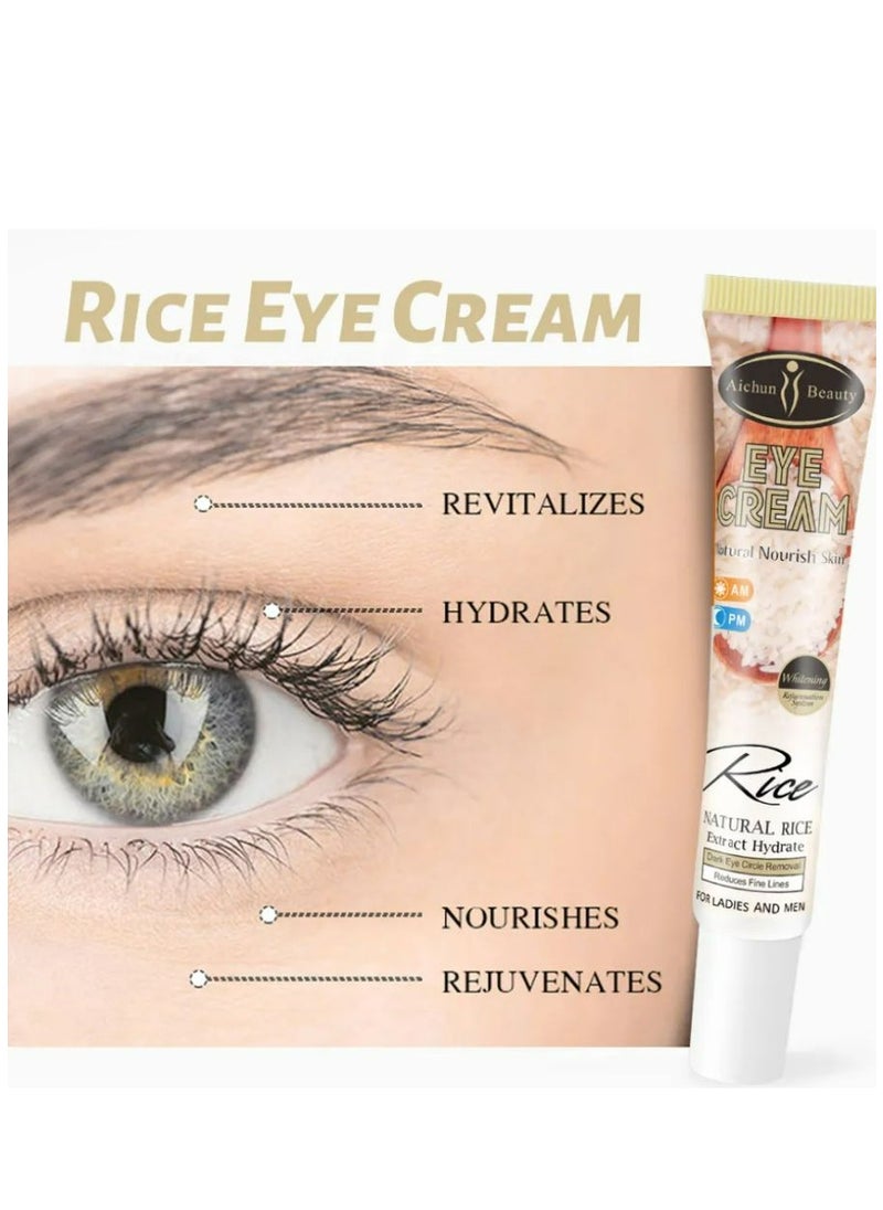 Aichun beauty - Natural Rice Eye Bags Removal Cream Anti Wrinkle Firming Eye Cream for dark circles and puffiness 25ml - Image 1