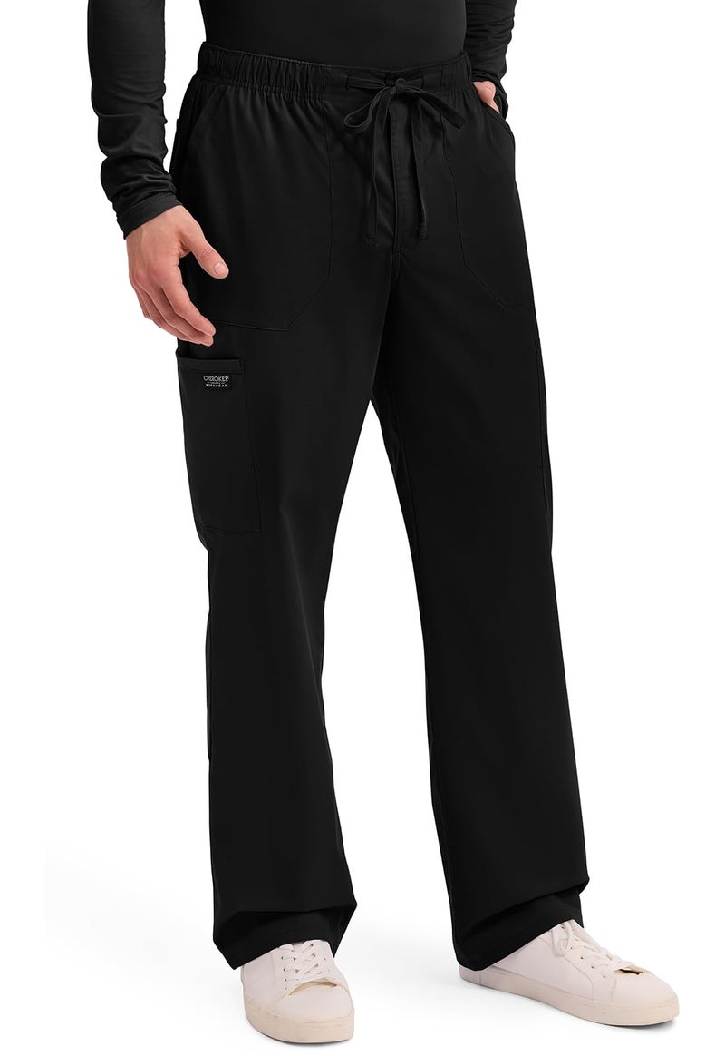 Cherokee Scrubs for Men Tapered Leg Cargo Scrub Pants with Zip Fly, 5 Pockets Elastic Waist 2-Way Stretch & Easy Care - WW190, M, Black - Image 5