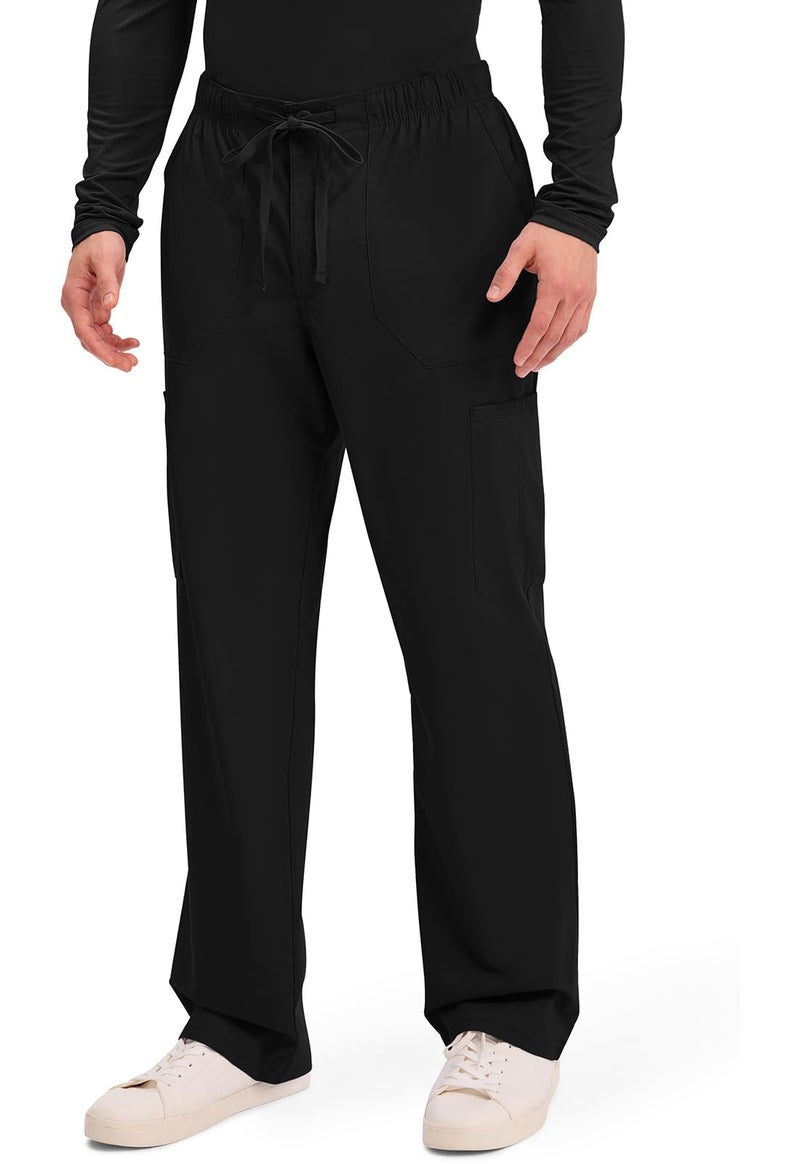 Cherokee Scrubs for Men Tapered Leg Cargo Scrub Pants with Zip Fly, 5 Pockets Elastic Waist 2-Way Stretch & Easy Care - WW190, M, Black - Image 3