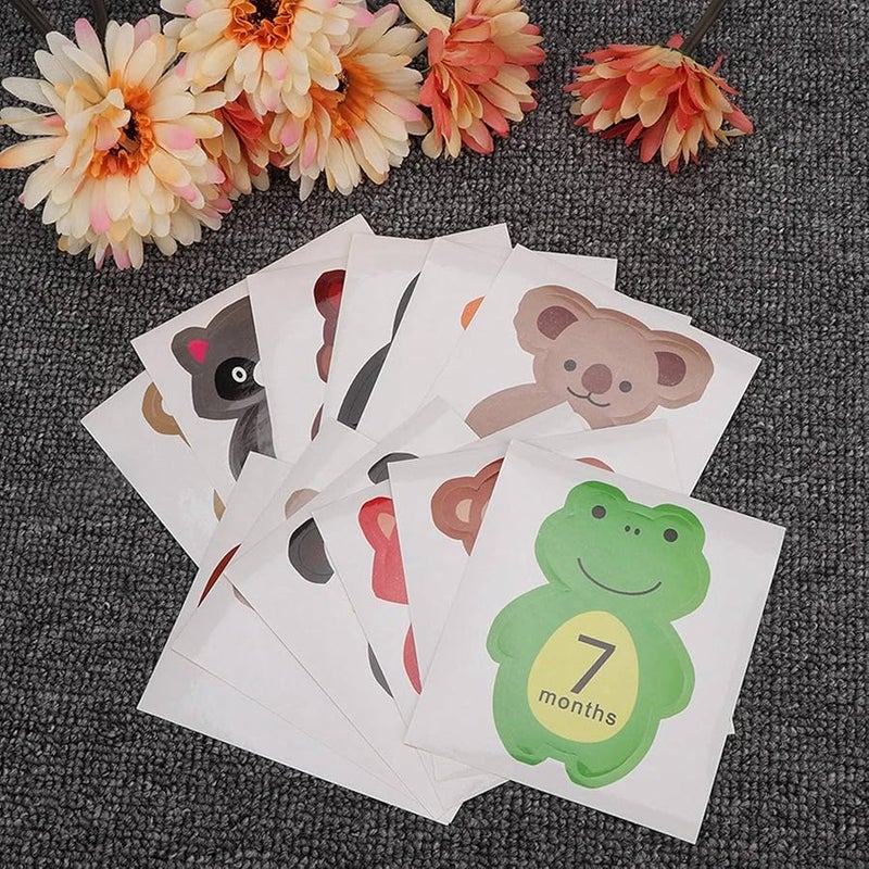 Monthly Baby Sticker Set 12pcs Cute Cartoon Photo Props For 1 To 12 Month Memories - Image 5