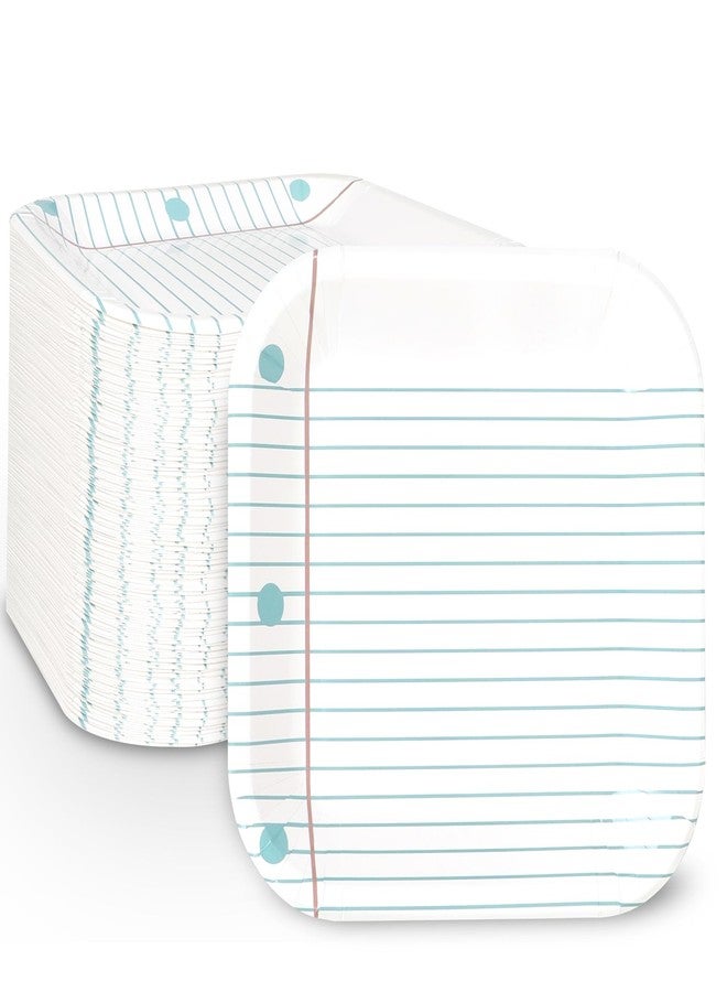 Demonwer 50 Piece Back to School Notebook Paper Plates First Day of School Disposable Plates Square Decorative Plates for Graduation Party Supplies Table Decorations,9 In - Image 1