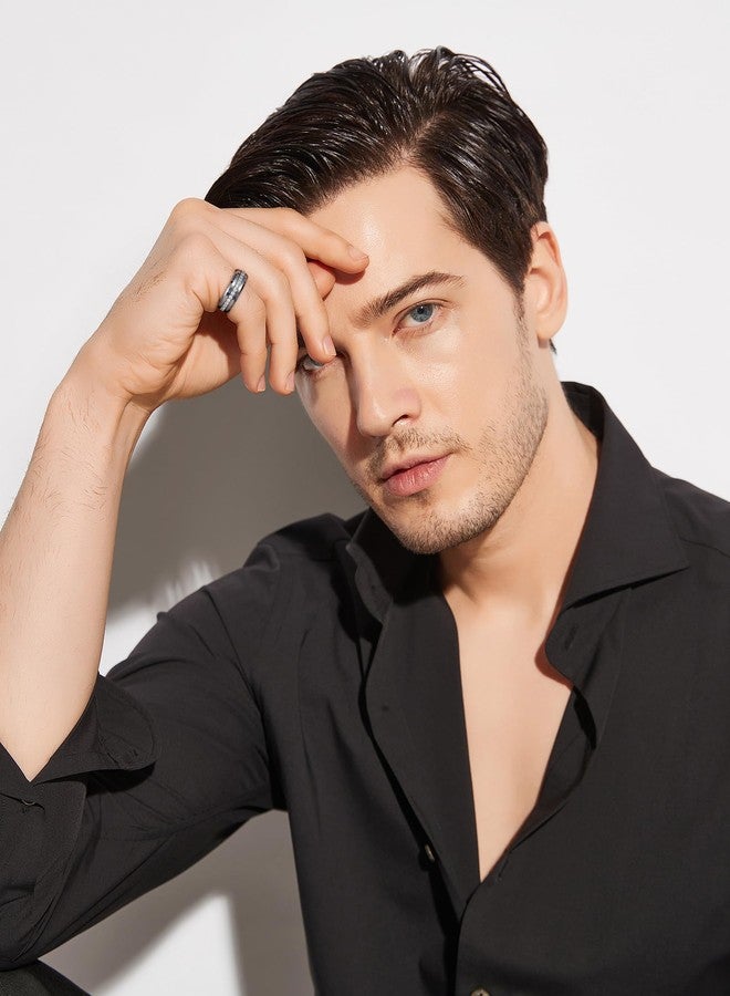 Greenpod خواتم جرينبود من كربيد التنجستن للرجال، 6 مم و8 مم، فضية/ذهبية، مرصعة بالزركونيا المكعبة، خاتم زفاف نسائي مصقول عالي الجودة، مريح، مقاسات من 6 إلى 13، تنجستن - Image 4