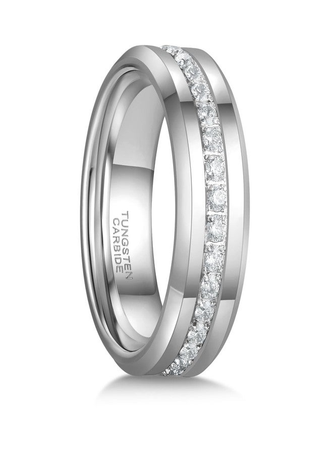 Greenpod خواتم جرينبود من كربيد التنجستن للرجال، 6 مم و8 مم، فضية/ذهبية، مرصعة بالزركونيا المكعبة، خاتم زفاف نسائي مصقول عالي الجودة، مريح، مقاسات من 6 إلى 13، تنجستن - Image 1