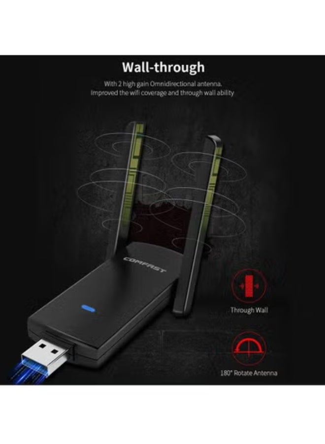 comfast 924AC USB3.0 1300Mbps 5GHZ 2.4Ghz Dual Band Antenna Wireless WiFi Adapter, RTL8812BU WiFi LAN Network Card Receiver - Image 5
