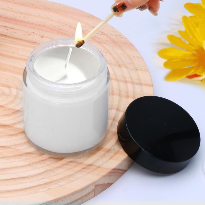 Encheng 12Pack Of 4 Oz Clear Round Glass Jars  With Inner Liners And Black Lids Empty Cosmetic Containers Cream Jars - Image 4