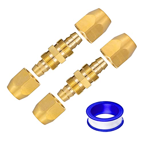 Breezliy 2PCS Soild Brass Air Reusable Hose Splicer For 1/4-Inch ID Hose,1/4" Air Hose Repair Fitting - Image 1