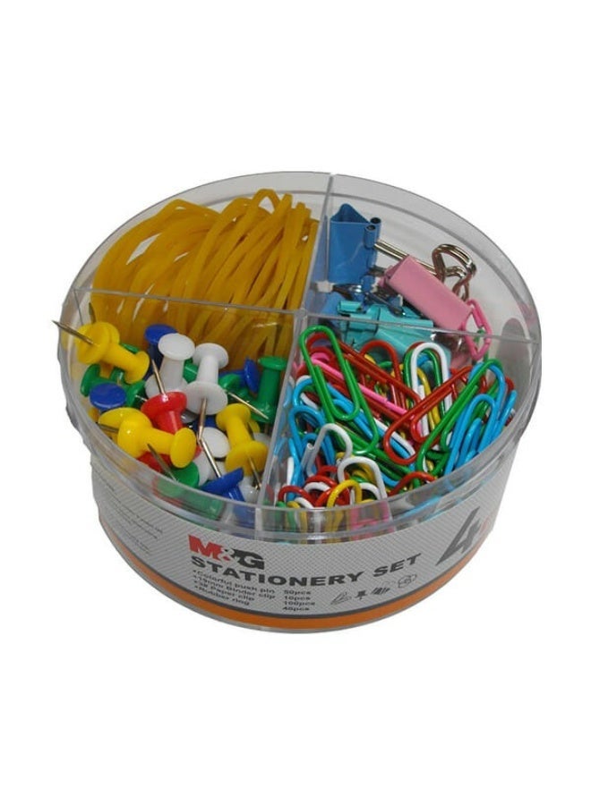 M&G Colorful Office Set 4 in 1  Colorful push pin 50pcs+19mm Binder clip10pcs+3# Paper clip100pcs+Rubber ring 40pcs - Image 2