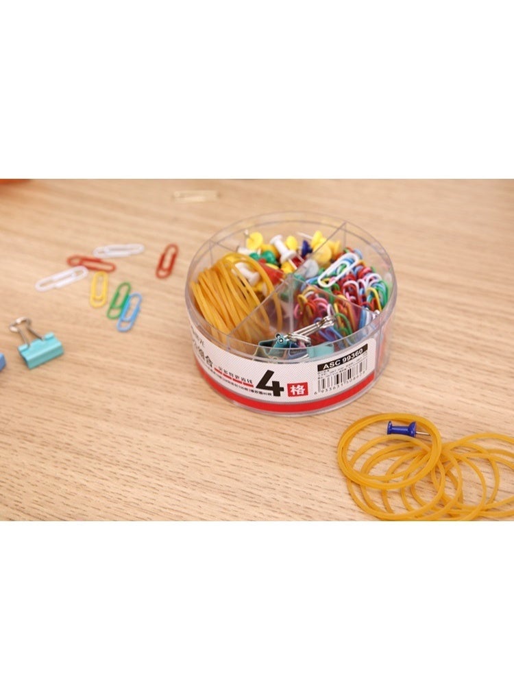 M&G Colorful Office Set 4 in 1  Colorful push pin 50pcs+19mm Binder clip10pcs+3# Paper clip100pcs+Rubber ring 40pcs - Image 4
