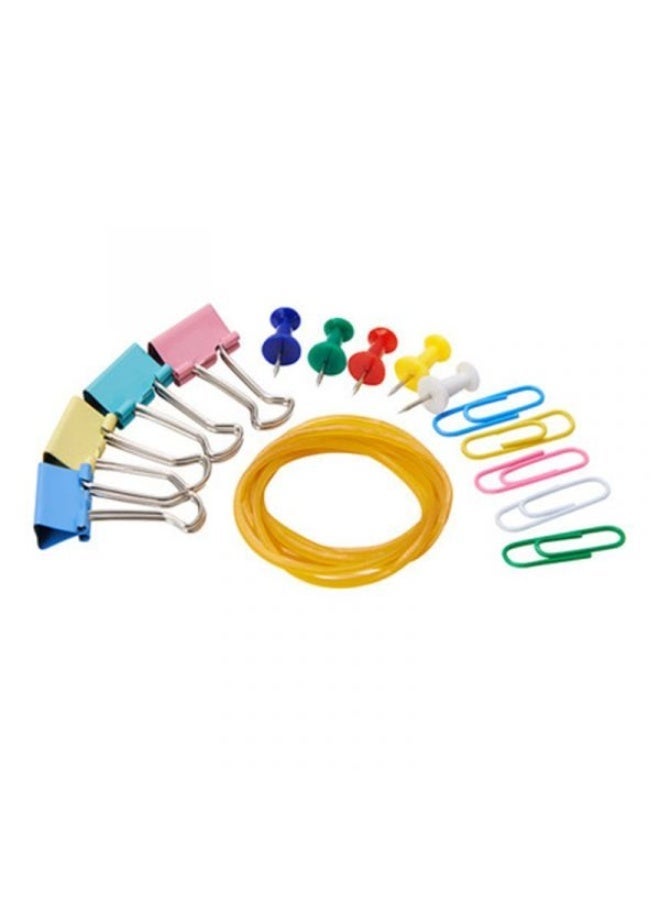M&G Colorful Office Set 4 in 1  Colorful push pin 50pcs+19mm Binder clip10pcs+3# Paper clip100pcs+Rubber ring 40pcs - Image 3