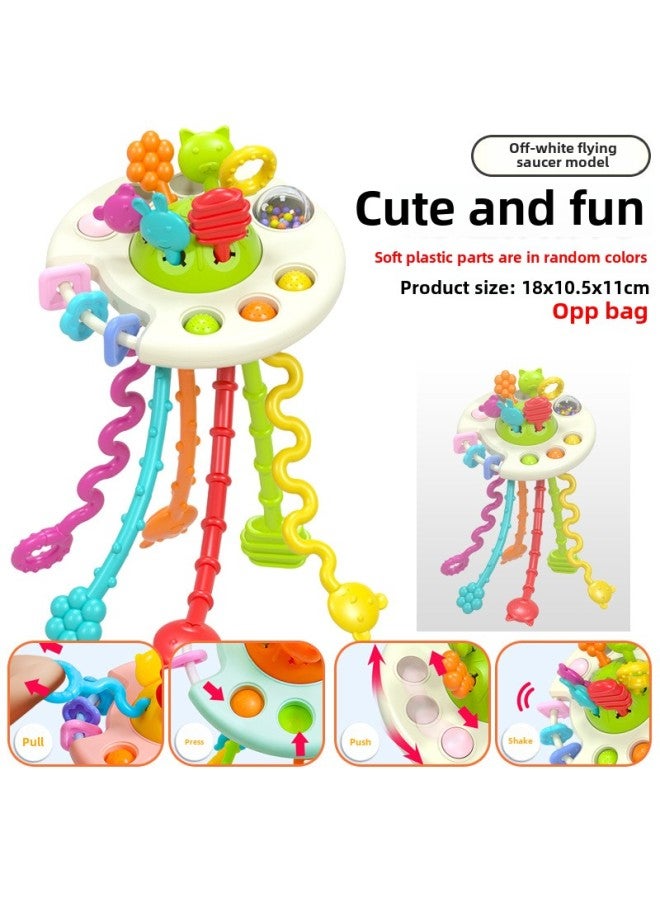 Infants Can Bite Soft Rubber Hand-held Ball Rattle Toys To Learn The Rainbow Plug Plug Plug Pull Pull Pull Baby Toys-Color:【Mibai UFO】 Meng Fun Suction-OPP Bag 86g - Image 1