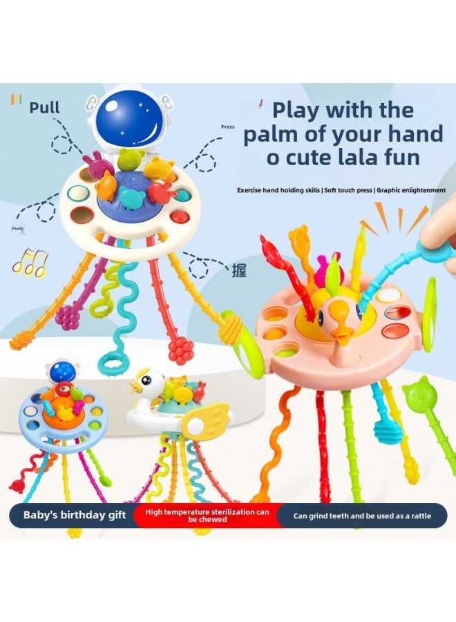 Infants Can Bite Soft Rubber Hand-held Ball Rattle Toys To Learn The Rainbow Plug Plug Plug Pull Pull Pull Baby Toys-Color:【Mibai UFO】 Meng Fun Suction-OPP Bag 86g - Image 3