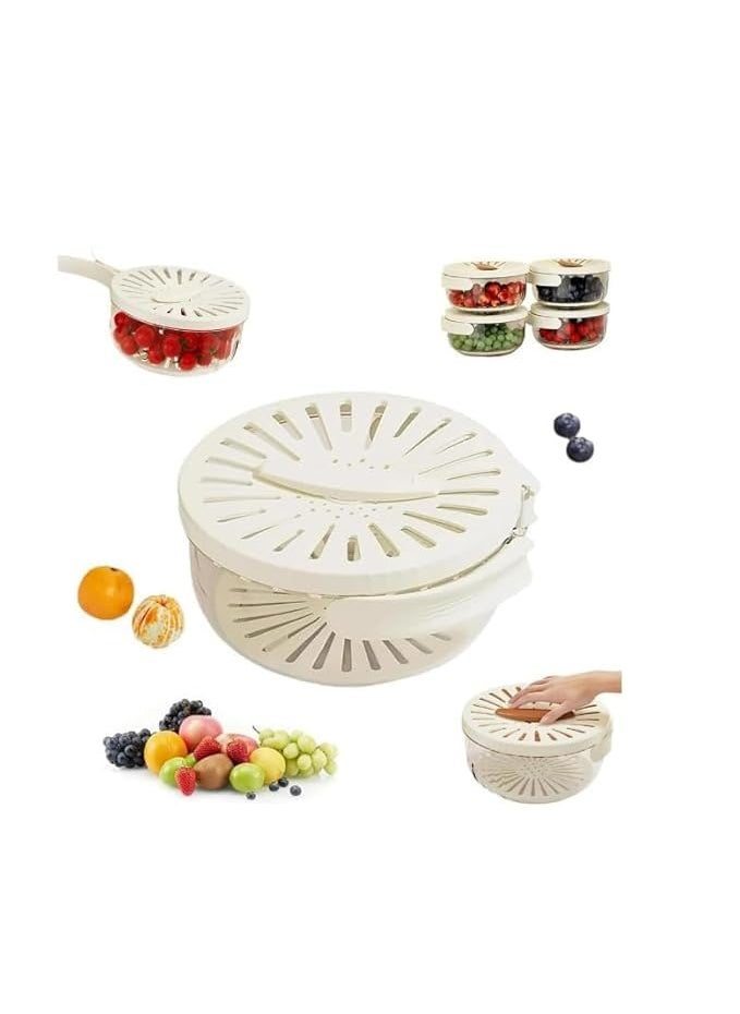 BIRZAR BIRZAR Fruit Draining Basket with Lid 2 in 1 Multifunctional Drain Basket with Handle Portable Food Storage Container for Fridge Outdoor Picnic for Washing Fruit Food Storage  - Image 1