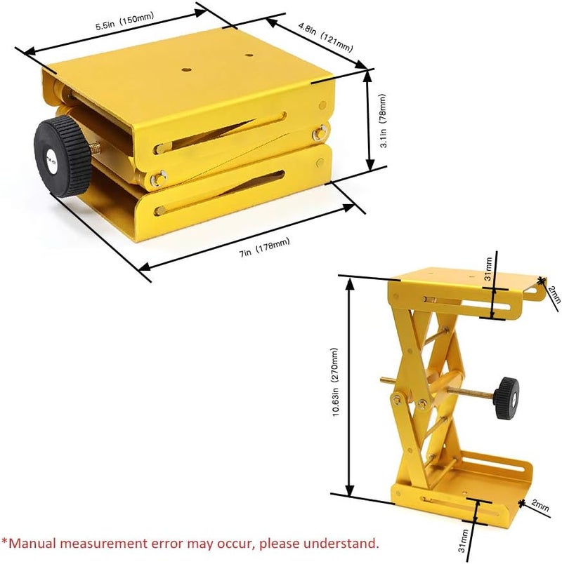 ULAB Lab Jack, Aluminium Lift Table, Jack Platform 5.9"x4.76" Max. Height up to 10.63", Heavy Duty, ULJ1004 - Image 4
