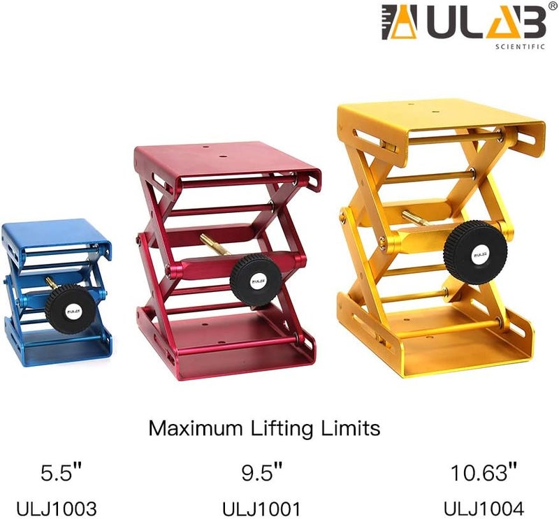 ULAB Lab Jack, Aluminium Lift Table, Jack Platform 5.9"x4.76" Max. Height up to 10.63", Heavy Duty, ULJ1004 - Image 3