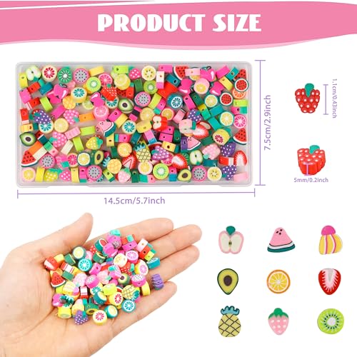 GMMA 180 Pcs Colorful Fruit Polymer Clay Beads for DIY Bracelet, Necklace, Earring Making - Image 2