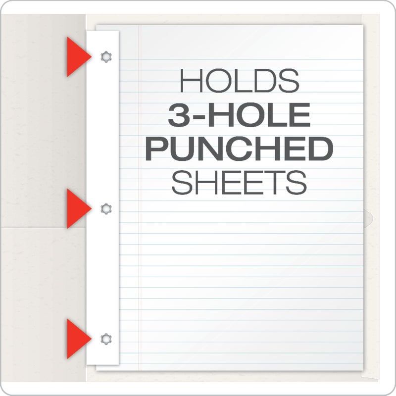 Oxford Two-Pocket Folders w/Fasteners, White, Letter Size, 25 per Box (57704) - Image 2