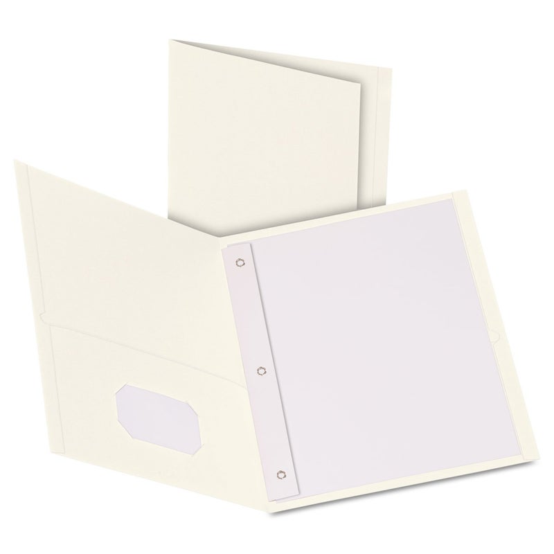 Oxford Two-Pocket Folders w/Fasteners, White, Letter Size, 25 per Box (57704) - Image 1
