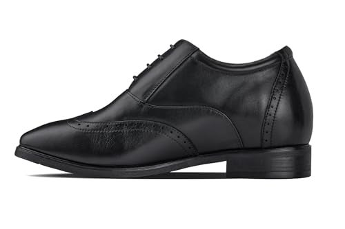 CALTO Men's Invisible Height Increasing Elevator Shoes - Black Leather Lace-up Brogue Wing-tip Oxfords - 3.2 Inches Taller - G51123 - Size 7.5 D(M) US - Image 3